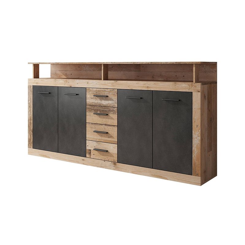 Foto van Meubella dressoir lavina - grijs - old wood - 190 cm