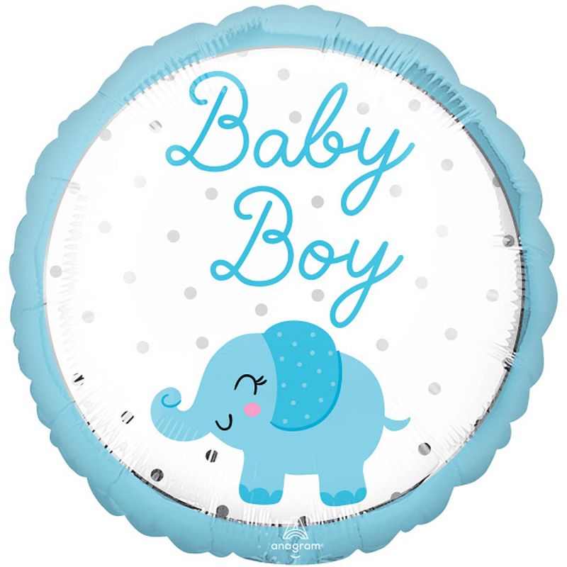 Foto van Anagram folieballon baby boy olifant 43 cm blauw/wit/zilver