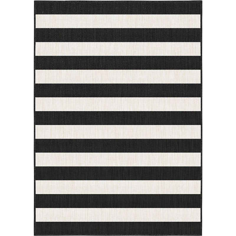 Foto van Buitenkleed stripes zwart/wit dubbelzijdig