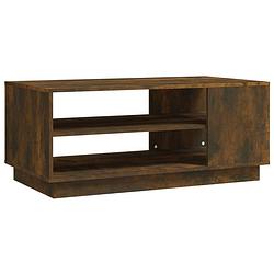 Foto van The living store banktafel - gerookt eiken - 102 x 55 x 43 cm - schappen