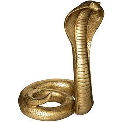 Foto van Home decoratie dieren/slangen beeldje cobra - goud kleurig - 36 x 25 cm - beeldjes