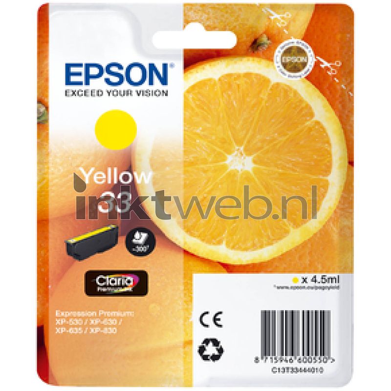 Foto van Epson 33 geel cartridge