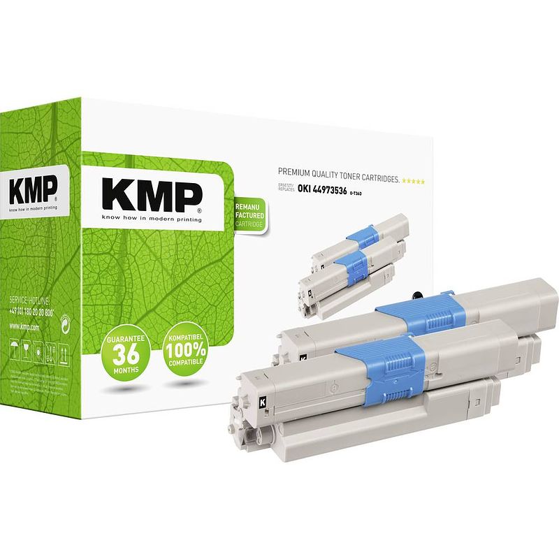 Foto van Kmp toner set van 2 vervangt oki 44973536 compatibel zwart 4400 bladzijden o-t36d