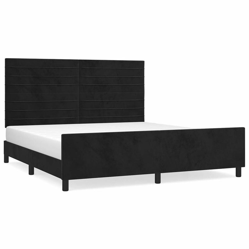 Foto van Vidaxl bedframe met hoofdeinde fluweel zwart 160x200 cm