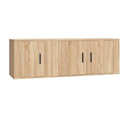 Foto van The living store tv-meubel set - sonoma eiken - 80 x 34.5 x 40 cm - 40 x 34.5 x 40 cm (b x d x h)