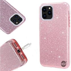 Foto van Apple iphone 12 glitter roze siliconen gel tpu / back cover / hoesje iphone 12