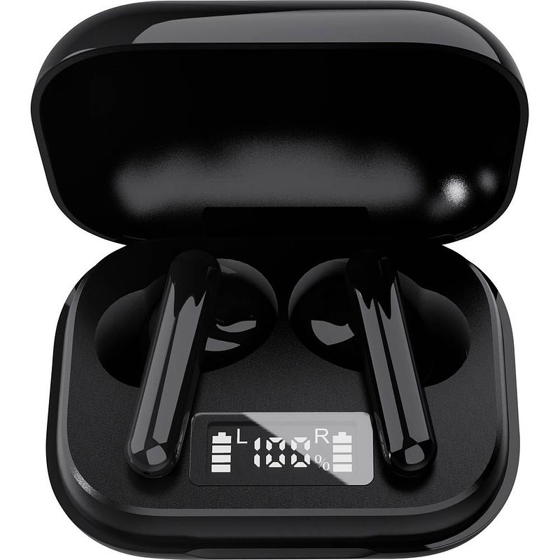 Foto van Denver twe-38 in ear oordopjes bluetooth zwart indicator voor batterijstatus