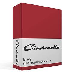 Foto van Cinderella jersey split-topper hoeslaken - 100% gebreide jersey katoen - 2-persoons (140x200/210 cm) - red