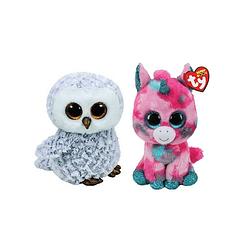 Foto van Ty - knuffel - beanie boo's - gumball unicorn & owlette owl