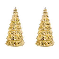 Foto van 2x stuks led kaarsen kerstboom kaars goud d10 x h23 cm - led kaarsen