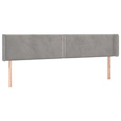 Foto van The living store hoofdbord bed - 203 x 16 x 78/88 cm - lichtgrijs fluwelen stof