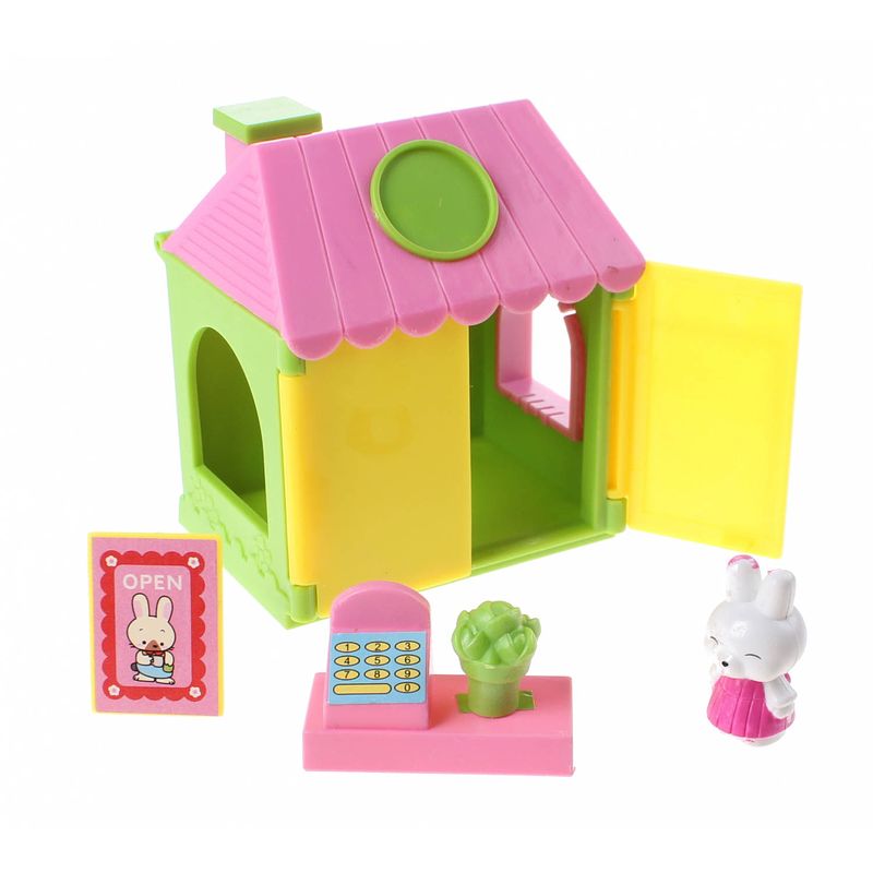 Foto van Jonotoys speelhuisje minishop 7 cm meisjes groen/geel 5-delig