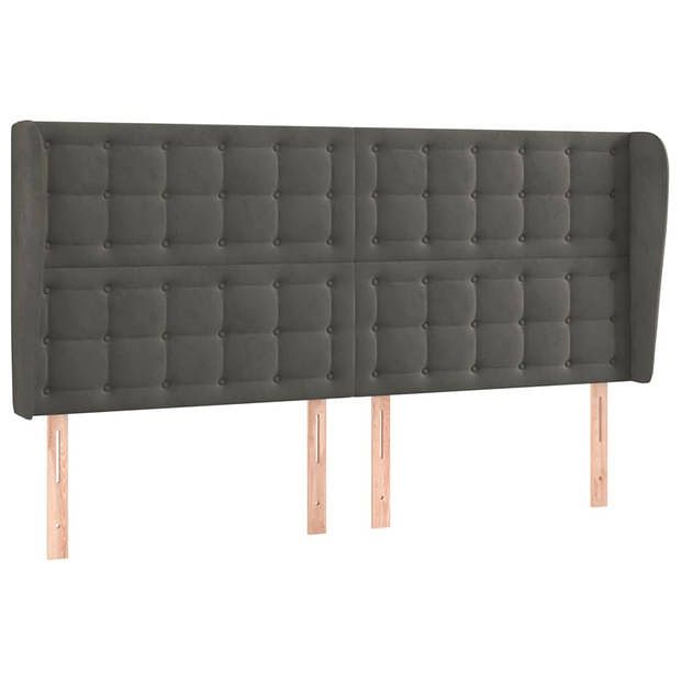 Foto van Vidaxl hoofdbord met randen 183x23x118/128 cm fluweel donkergrijs