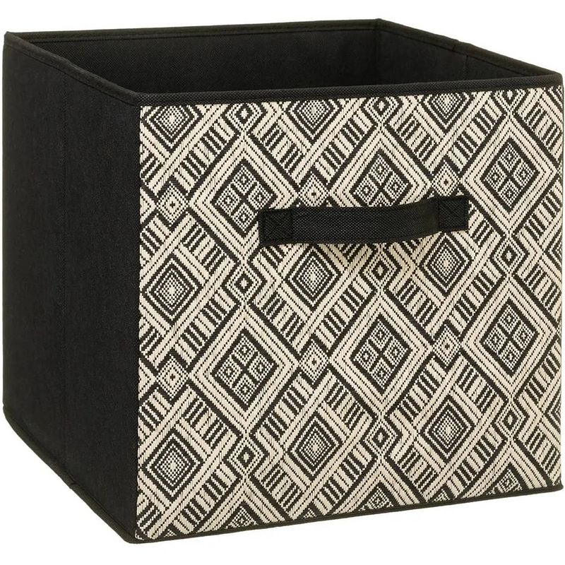 Foto van Opbergmand/kastmand 29 liter zwart/creme polyester 31 x 31 x 31 cm - opbergmanden