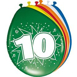 Foto van 8x stuks ballonnen versiering verjaardag 10 jaar - ballonnen