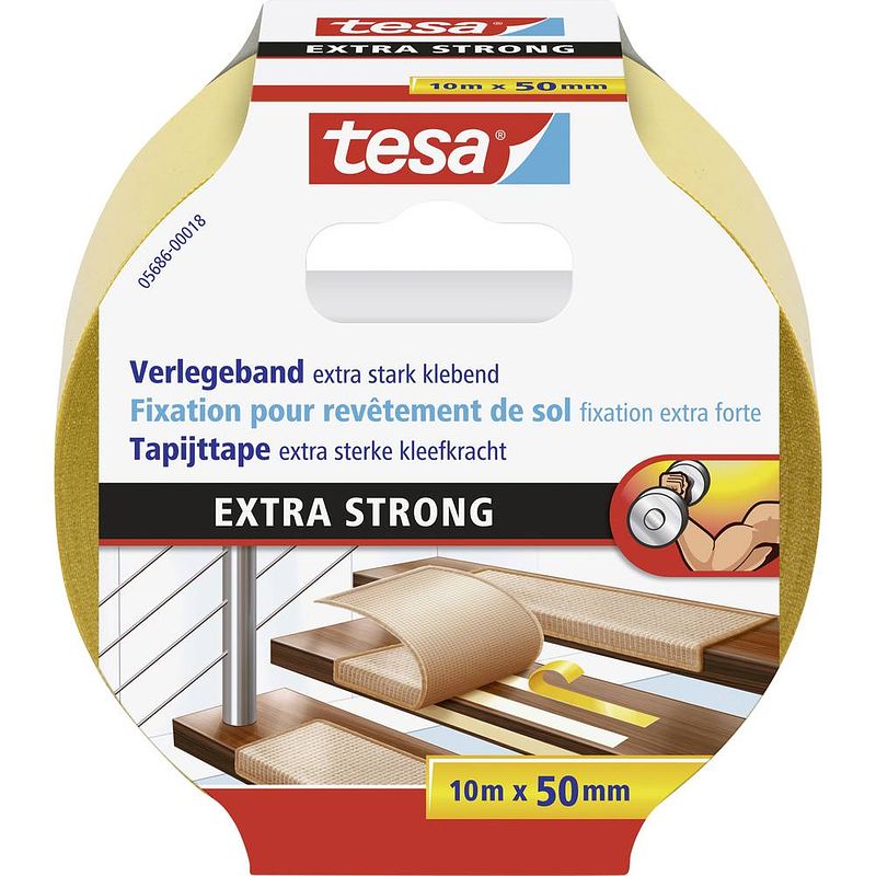 Foto van Tesa extra strong 05686-00018-11 bevestigingstape oranje (l x b) 10 m x 50 mm 1 stuk(s)