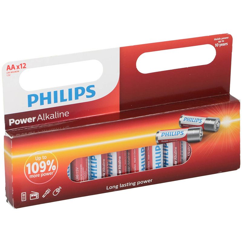 Foto van 24x philips aa batterijen power alkaline - penlites aa batterijen