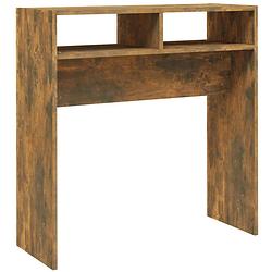 Foto van The living store consoletafel gerookt eiken - bewerkt hout - 78 x 30 x 80 cm - wandmontage vereist