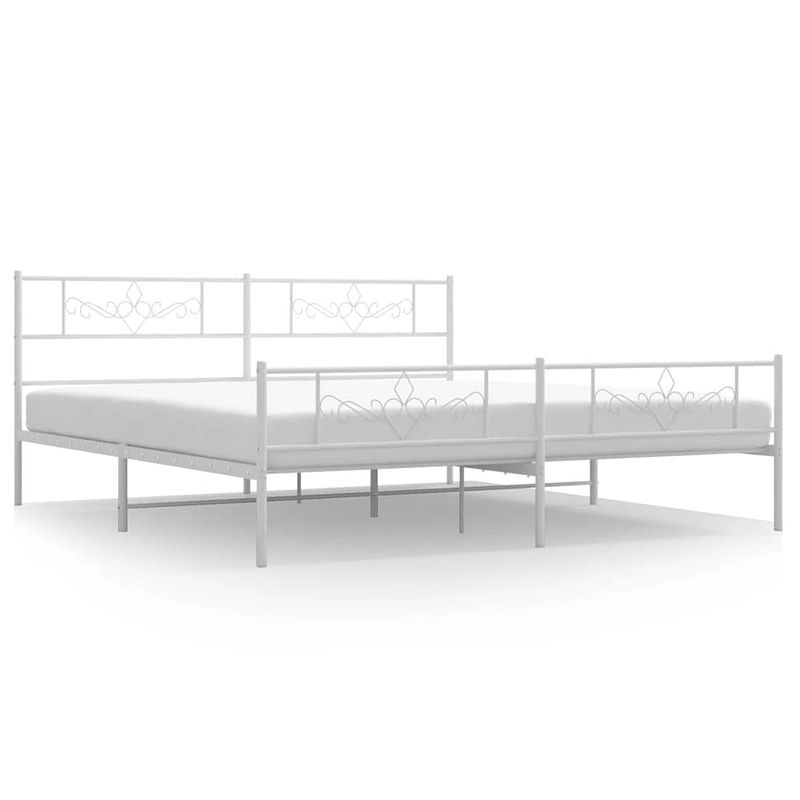 Foto van Vidaxl bedframe met hoofd- en voeteneinde metaal wit 180x200 cm