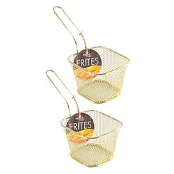 Foto van 2x stuks gouden patat/snack serveermandjes/frietmandjes 10 cm - serveerschalen