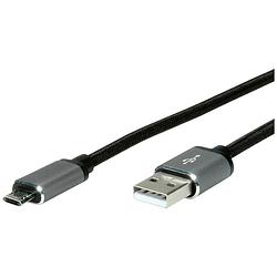 Foto van Roline usb-kabel usb 2.0 usb-a stekker, usb-micro-b stekker 0.80 m zwart afgeschermd 11.02.8770