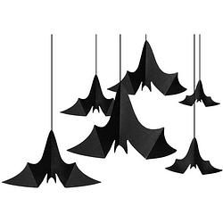 Foto van 6x halloween feest/party vleermuis versiering - hangdecoratie