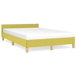 Foto van The living store bedframe - groen - 203 x 123 x 50 cm - stof en multiplex