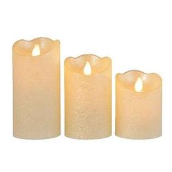 Foto van 3x parel witte led kaarsen/stompkaarsen met afstandsbediening - led kaarsen