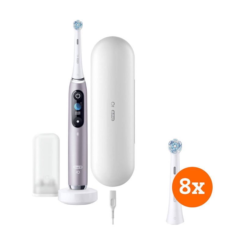 Foto van Oral-b io - 9n roze + io ultimate clean opzetborstels (8 stuks)