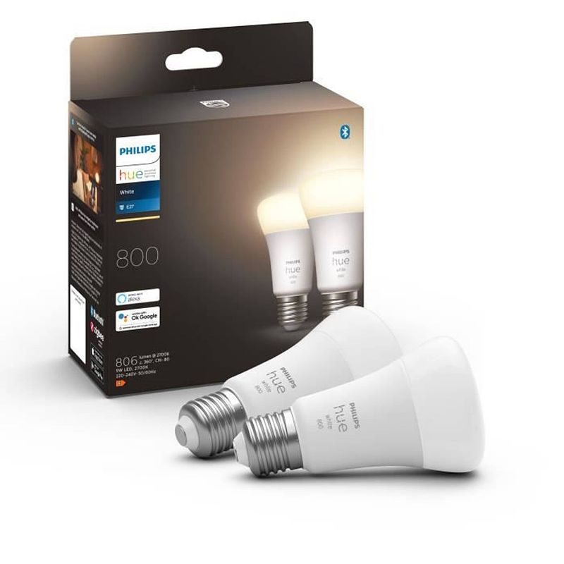 Foto van Philips hue a60 e27 2-pack zachtwit licht