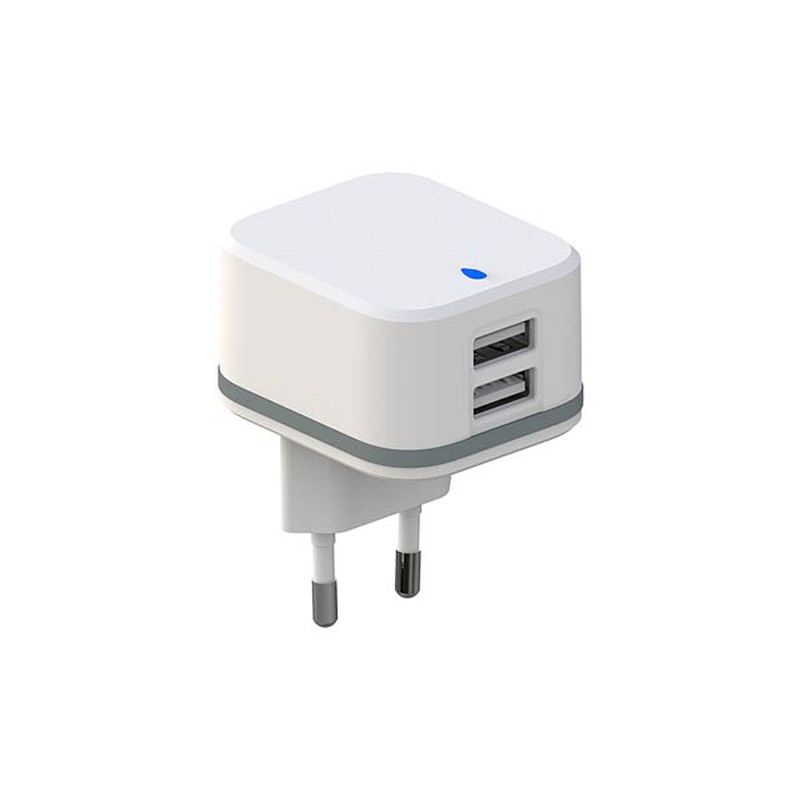 Foto van Compacte lader met 2 usb-aansluitingen - 5 v - 4.8 a max. - 24 w max. - wit