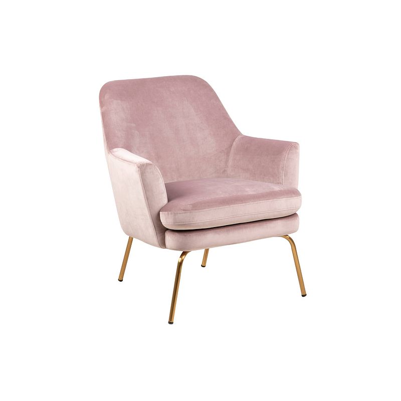 Foto van Chark fauteuil dusty rose, messingkleurig chroom.