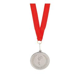 Foto van Zilveren medaille tweede prijs aan rood lint - fopartikelen