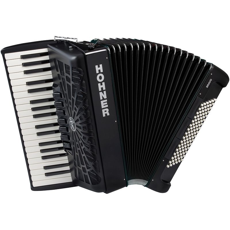 Foto van Hohner bravo iii 96 zwart, silent key accordeon