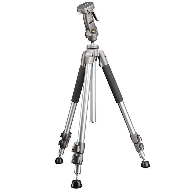 Foto van Walimex wal-6702 tripod 1/4 inch, 3/8 inch werkhoogte: 60 - 156 cm zilver incl. tas, kogelkop