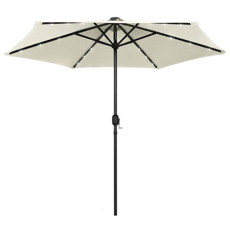 Foto van Vidaxl parasol met led-verlichting en aluminium paal 270 cm zandwit