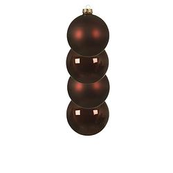 Foto van 4x stuks glazen kerstballen mahonie bruin 10 cm mat/glans - kerstbal