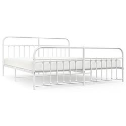 Foto van The living store bedframe dubbel - metaal - wit - 207x206x100 cm - robuuste constructie