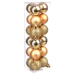 Foto van 18x stuks kerstballen goud glans en mat kunststof 3 cm - kerstbal