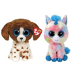 Foto van Ty - knuffel - beanie buddy - muddles dog & blitz unicorn