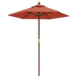 Foto van The living store parasol met houten paal 196x231 cm terracottakleurig - parasol