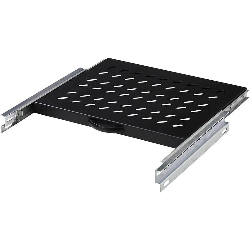 Foto van Digitus dn-19 tray-2-600-sw 19 inch patchkast-apparaatbodem 1 he uittrekbaar geschikt voor kastdiepte: 600 mm zwart