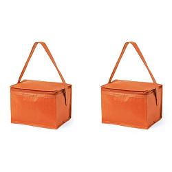 Foto van 2x stuks strand sixpack mini koeltasjes oranje - koeltas