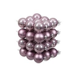 Foto van 72x stuks glazen kerstballen salie paars (lilac sage) 6 cm mat/glans - kerstbal