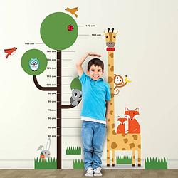 Foto van Walplus kids decoratie sticker - groeimeter boom met dieren