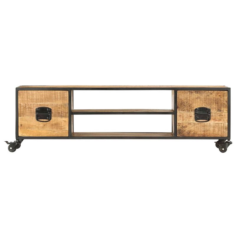 Foto van The living store mangohouten tv-meubel - 130x30x39 cm - industrieel design