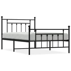 Foto van Vidaxl bedframe met hoofd- en voeteneinde metaal zwart 107x203 cm