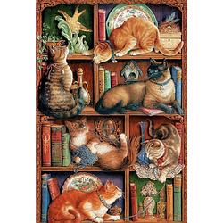 Foto van Cobble hill puzzle 2000 pieces - feline bookcase