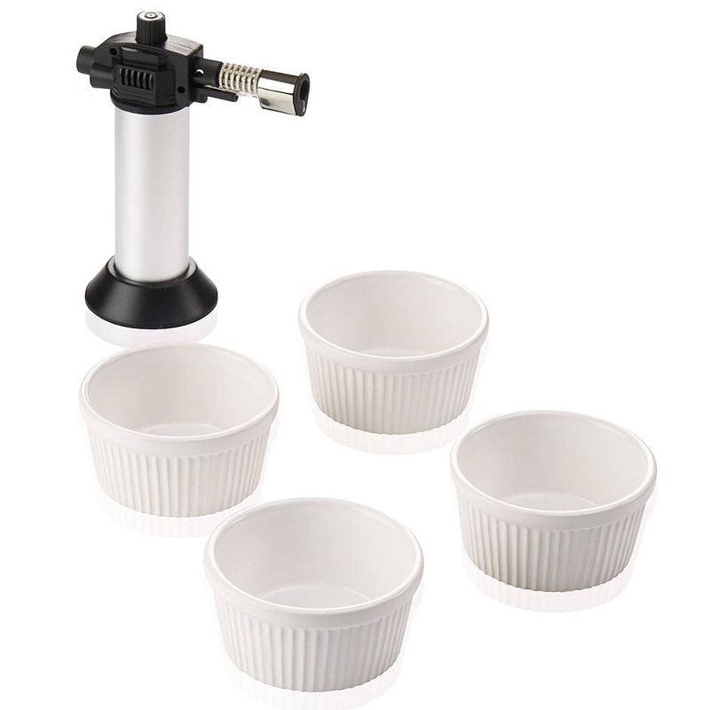 Foto van Leifheit crème brûlée set zilver en wit 5-delig 03118