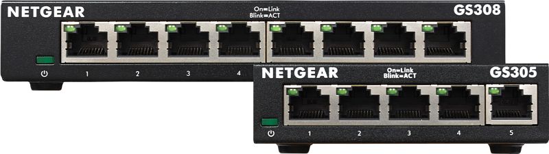 Foto van Netgear gs308 v3 + netgear gs305 v3